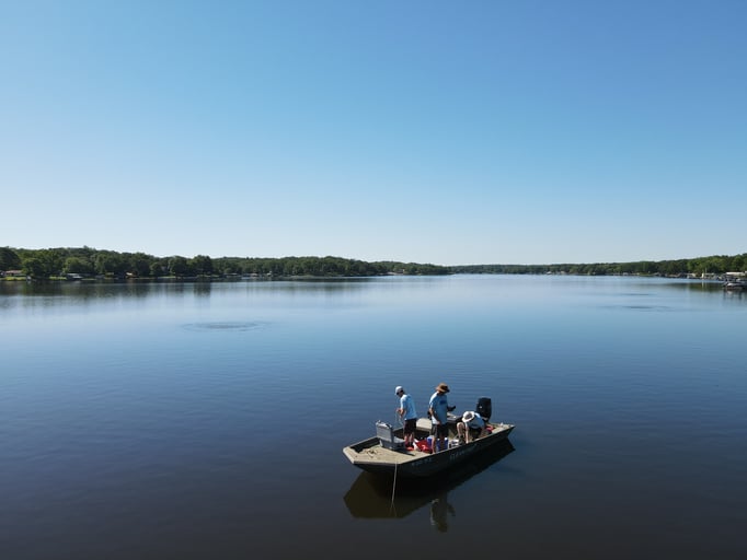 Clean-Flo boat on lake